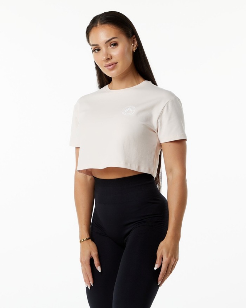 Alphalete Dynasty Crop Donna Camicie Rosa | 31GQIWUHE