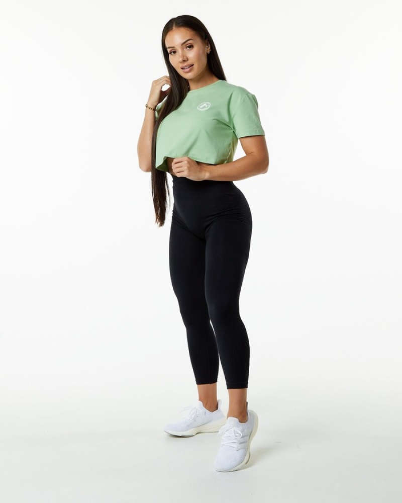 Alphalete Dynasty Crop Donna Camicie Verdi | 48DLXNFQT