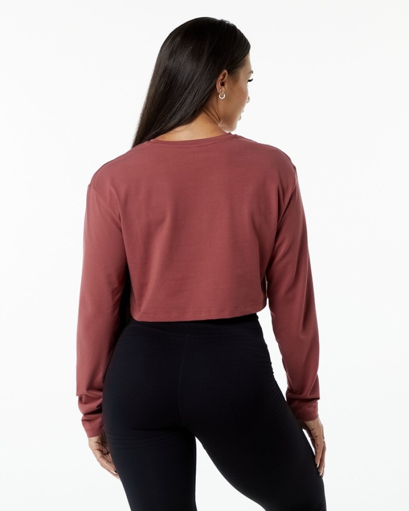 Alphalete Dynasty LS Crop Donna Magliette Bordeaux | 91JHXQYZT