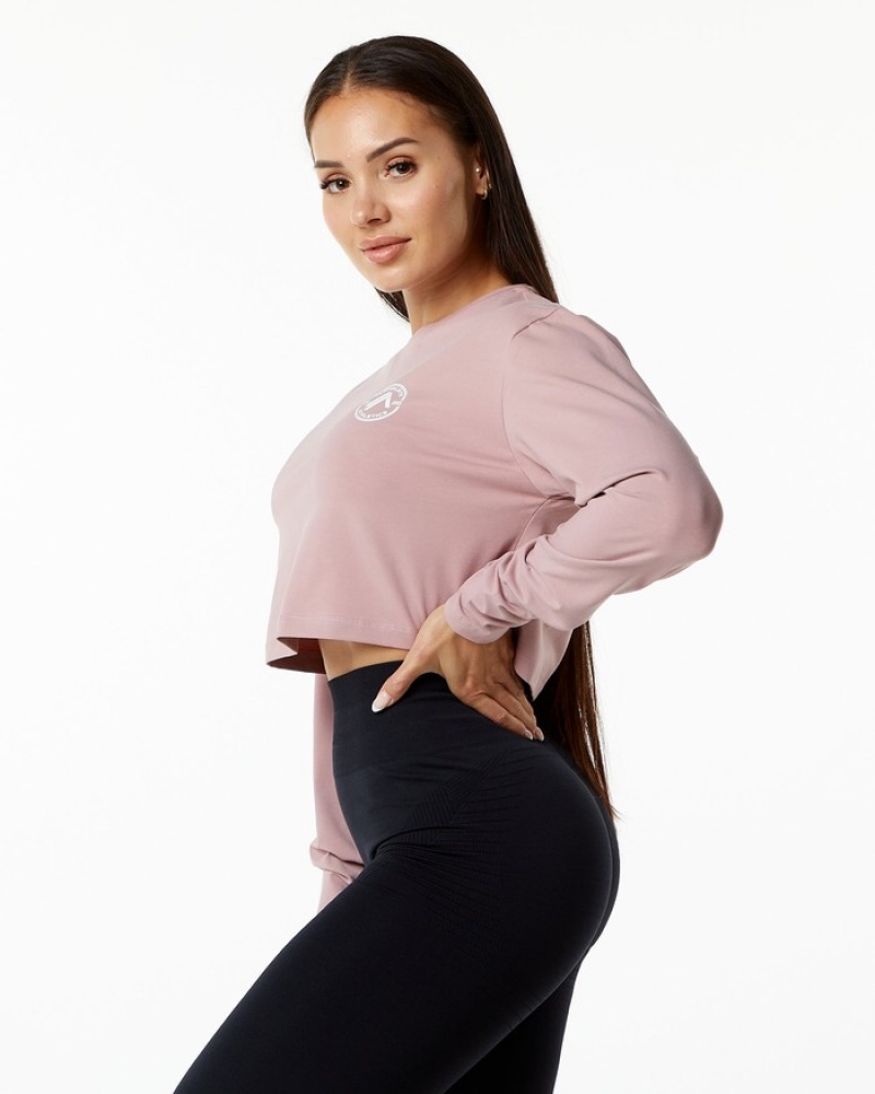 Alphalete Dynasty LS Crop Donna Magliette Viola | 69JZTWFVD