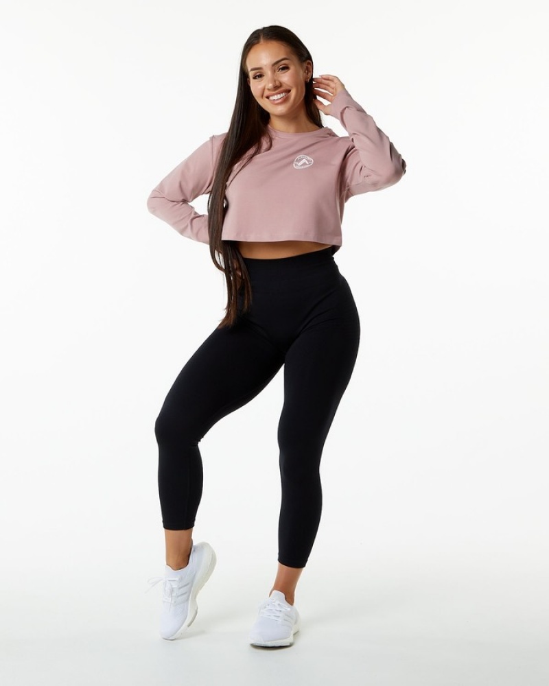 Alphalete Dynasty LS Crop Donna Magliette Viola | 69JZTWFVD