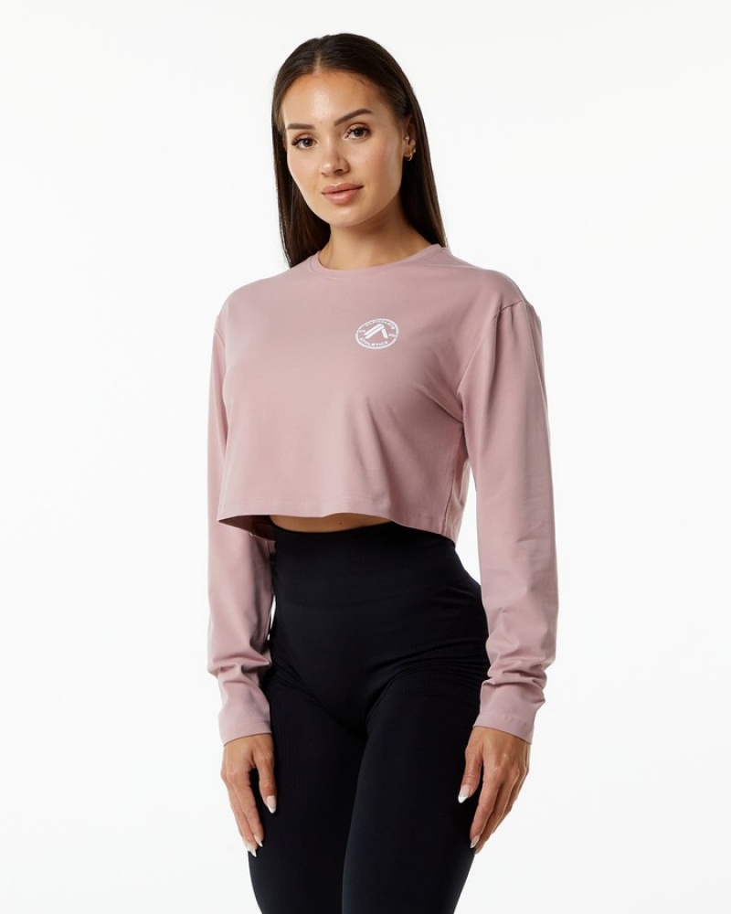 Alphalete Dynasty LS Crop Donna Magliette Viola | 69JZTWFVD