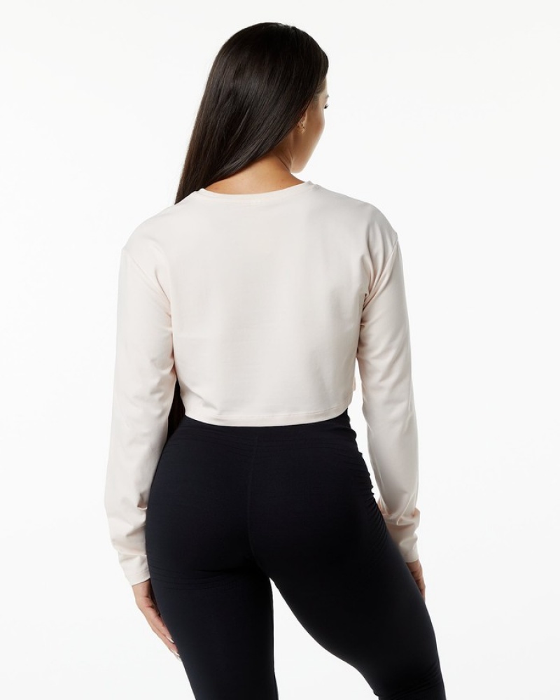 Alphalete Dynasty LS Crop Donna Magliette Rosa | 89CPUIJSE