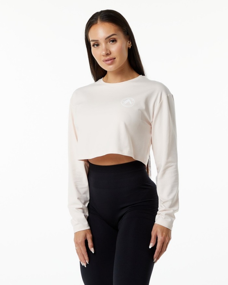 Alphalete Dynasty LS Crop Donna Magliette Rosa | 89CPUIJSE