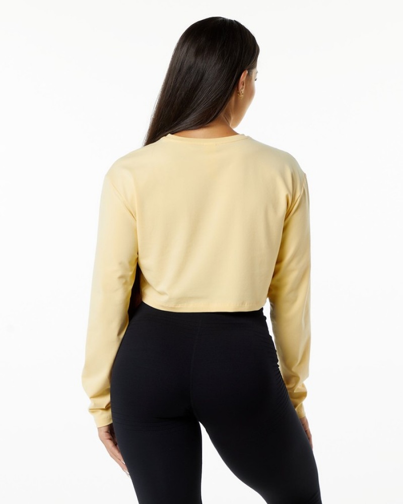 Alphalete Dynasty LS Crop Donna Magliette Beige | 69MBOFEWP