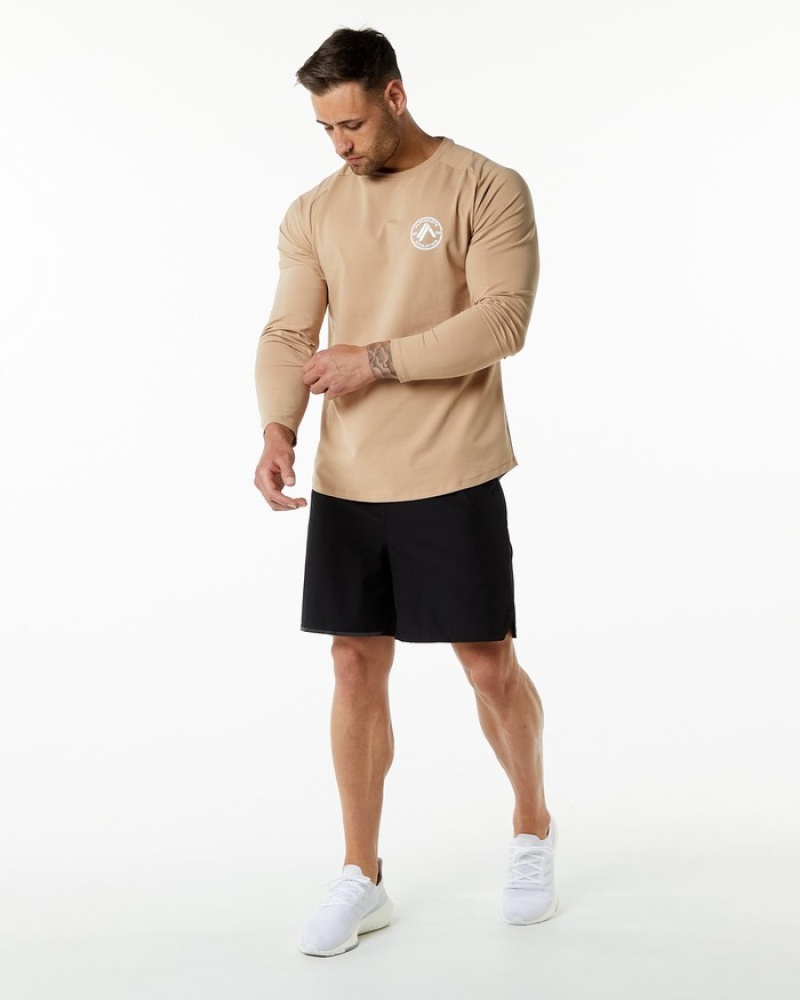 Alphalete Dynasty LS Uomo Camicie Grigie Marroni | 18GQVNDOI
