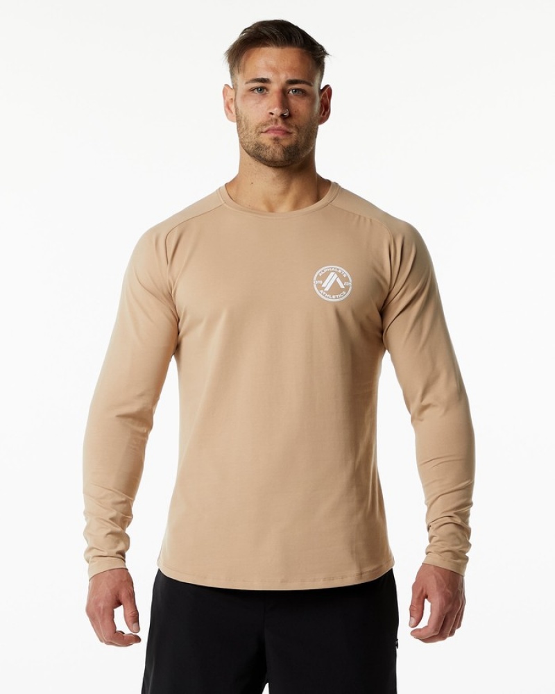 Alphalete Dynasty LS Uomo Camicie Grigie Marroni | 18GQVNDOI
