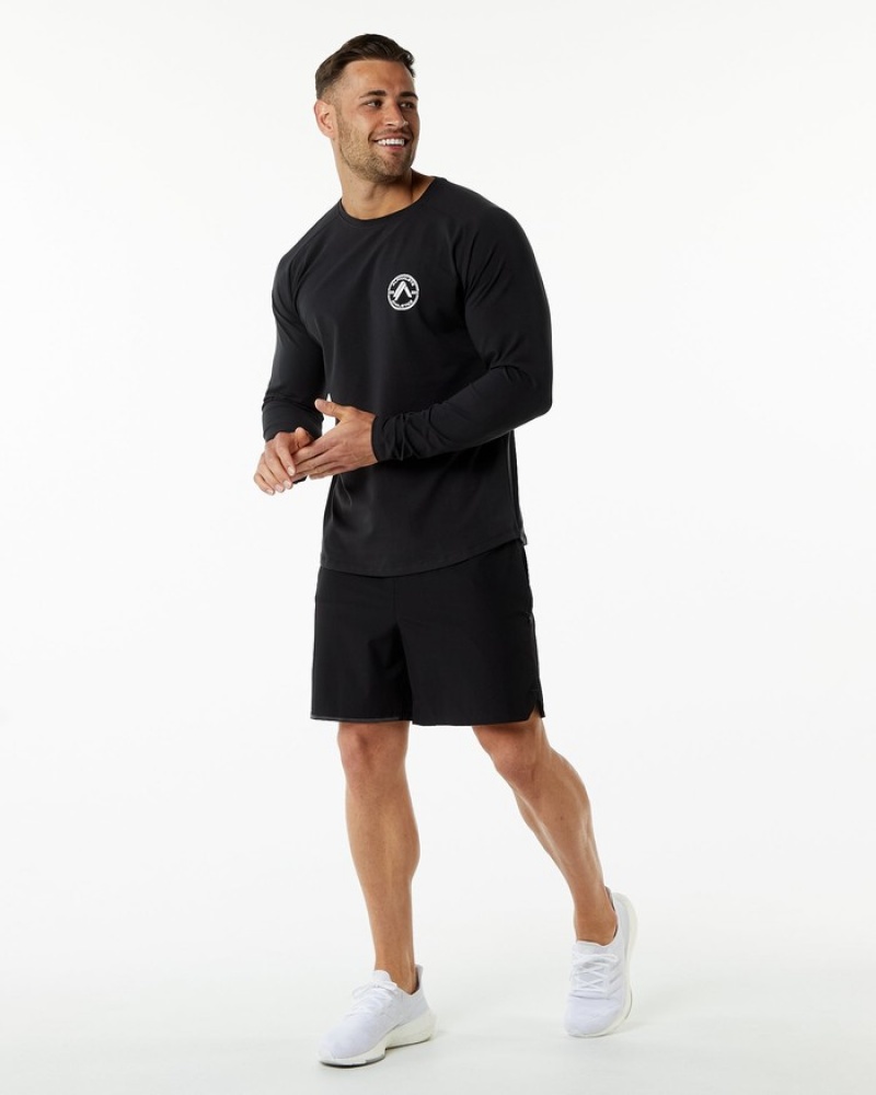 Alphalete Dynasty LS Uomo Camicie Nere | 18FBXJZID