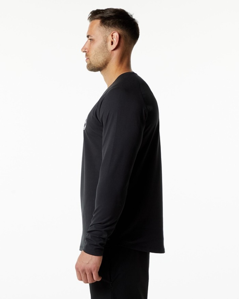 Alphalete Dynasty LS Uomo Camicie Nere | 18FBXJZID