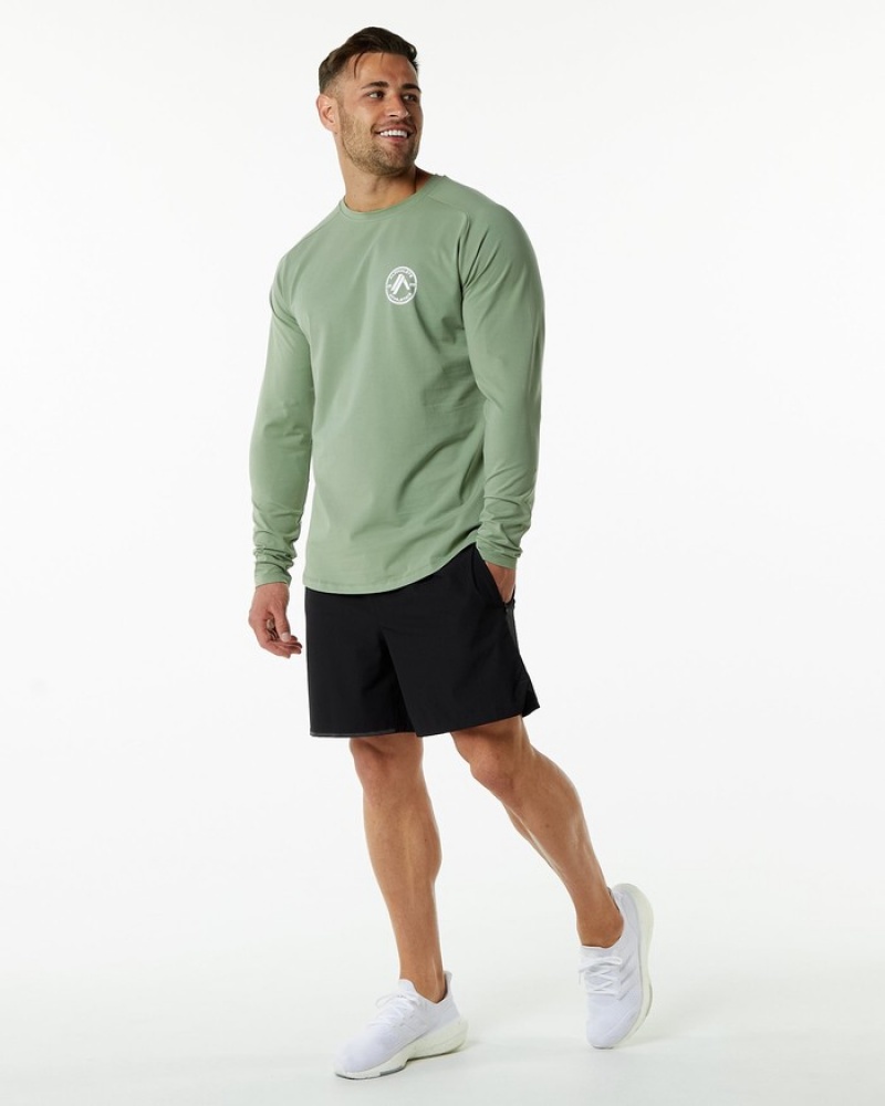 Alphalete Dynasty LS Uomo Camicie Verde Oliva | 95ZAQGXKH