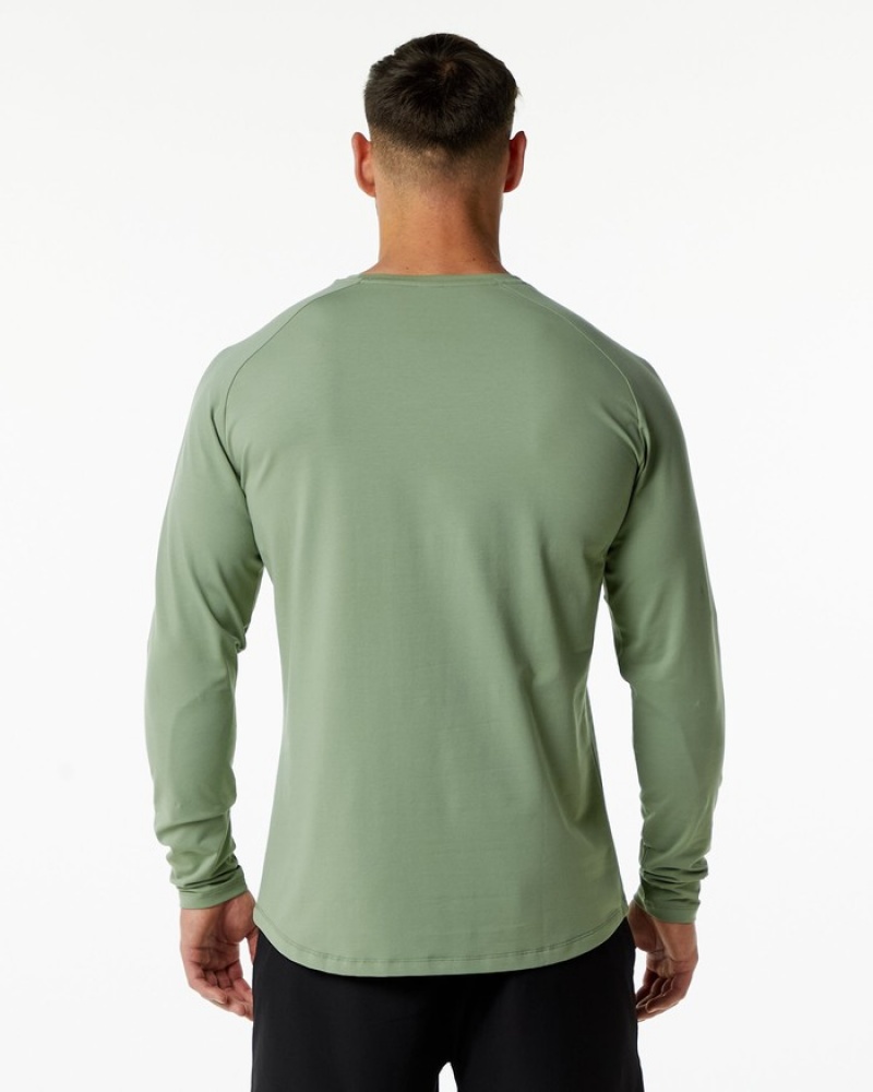 Alphalete Dynasty LS Uomo Camicie Verde Oliva | 95ZAQGXKH