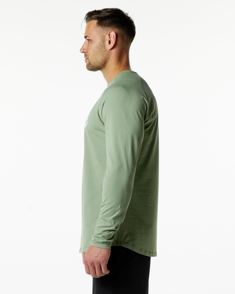 Alphalete Dynasty LS Uomo Camicie Verde Oliva | 95ZAQGXKH