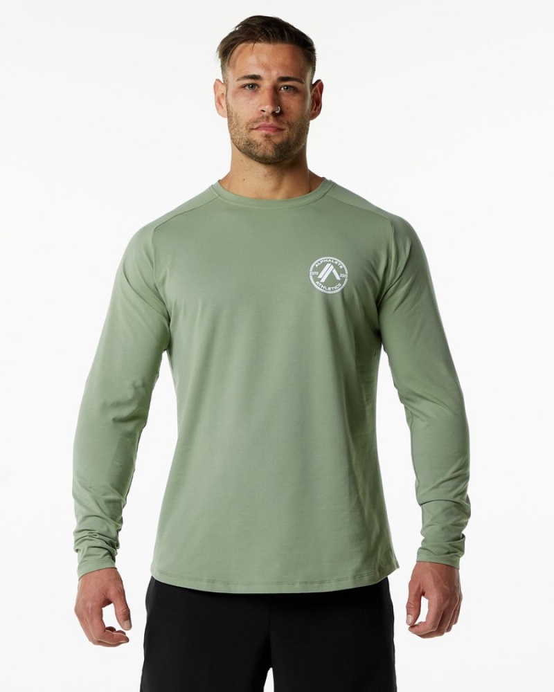 Alphalete Dynasty LS Uomo Camicie Verde Oliva | 95ZAQGXKH