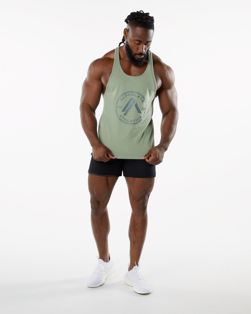 Alphalete Dynasty Stringer Uomo Canotta Verde Oliva | 38VKECGLS