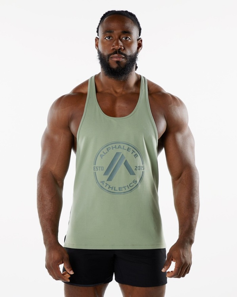 Alphalete Dynasty Stringer Uomo Canotta Verde Oliva | 38VKECGLS