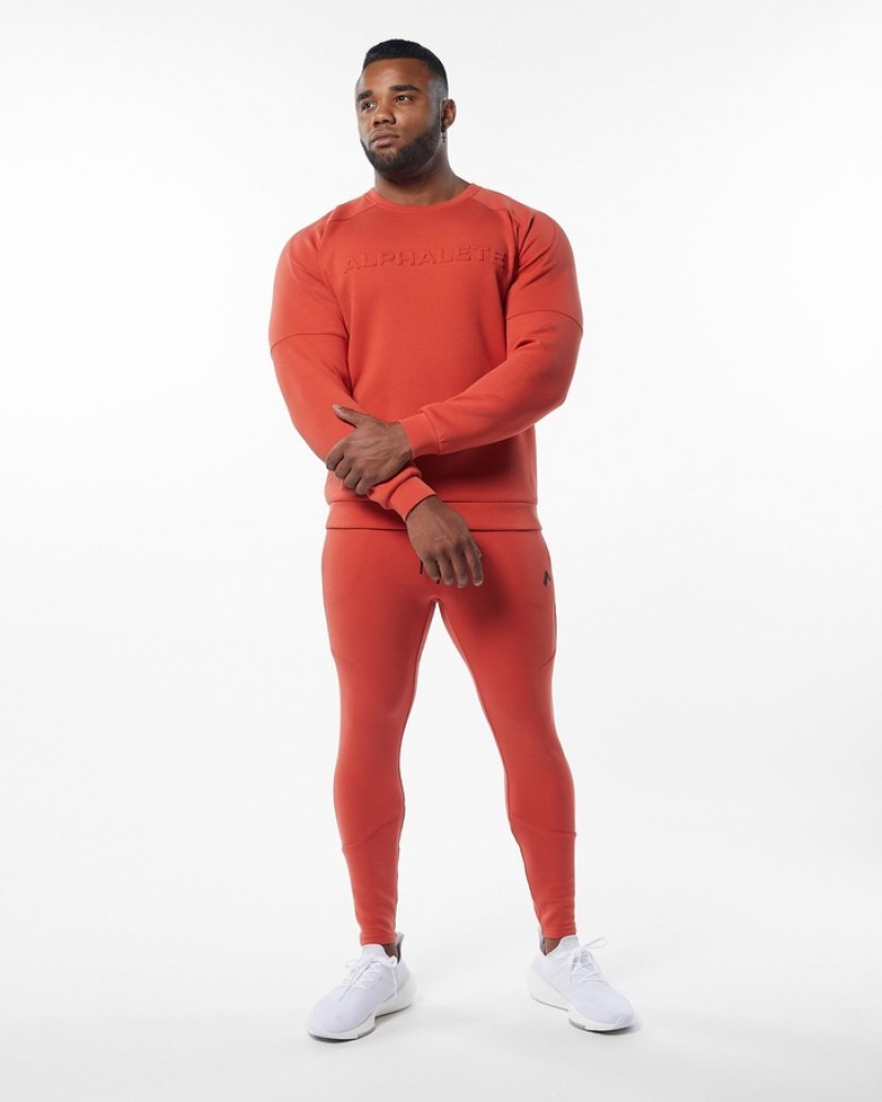 Alphalete ELMTS Crewneck Uomo Felpa Arancioni | 15CHYBLUR