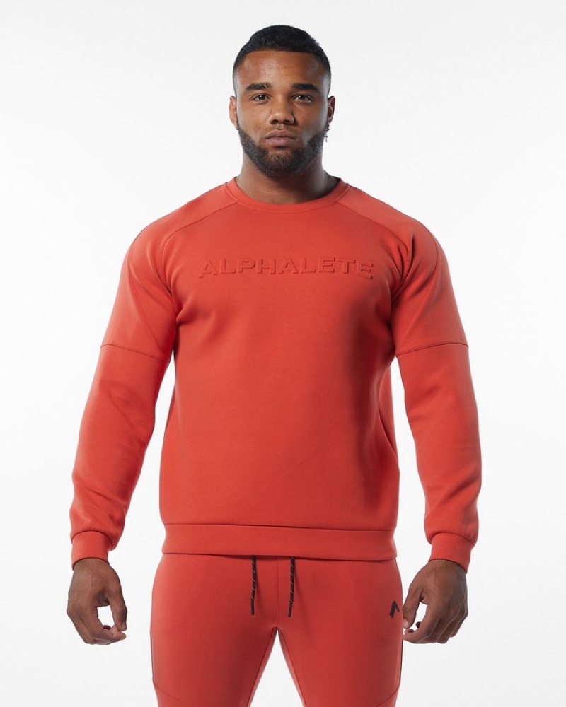 Alphalete ELMTS Crewneck Uomo Felpa Arancioni | 15CHYBLUR