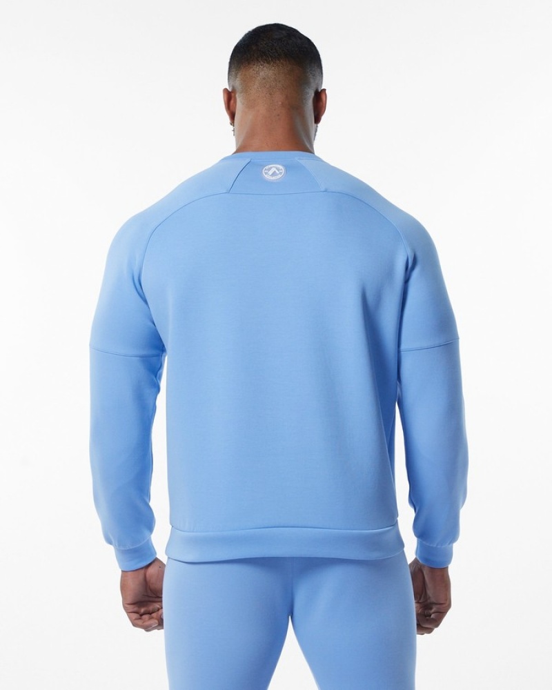 Alphalete ELMTS Crewneck Uomo Felpa Blu Chiaro | 37RNCQZUK