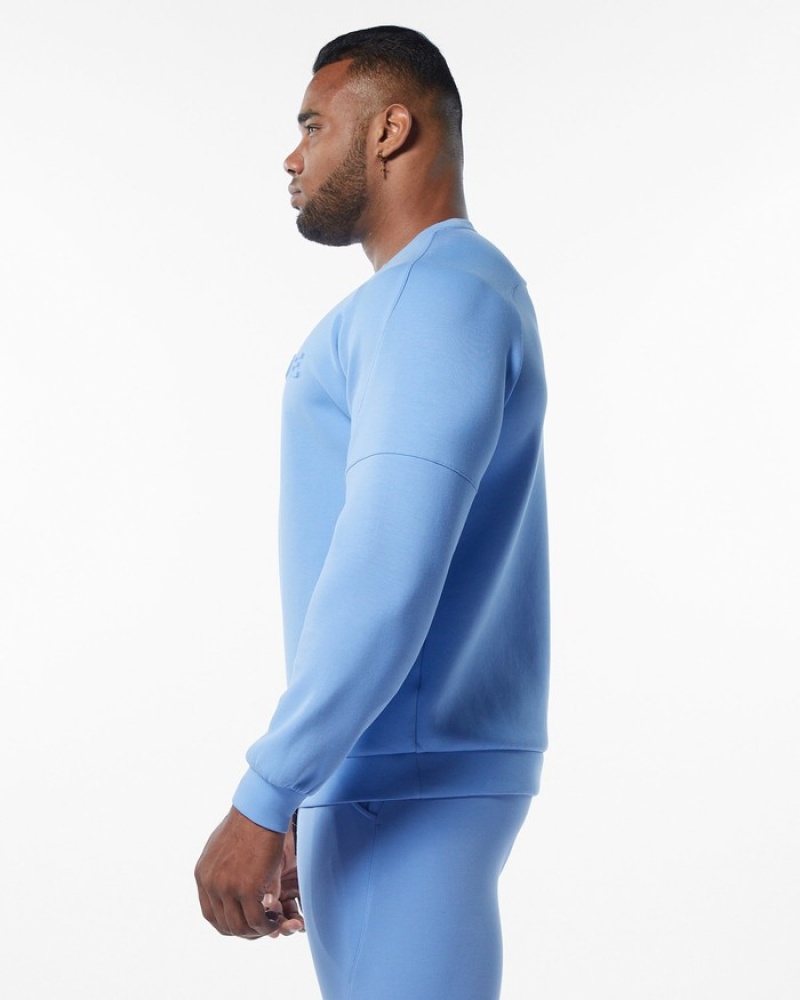 Alphalete ELMTS Crewneck Uomo Felpa Blu Chiaro | 37RNCQZUK