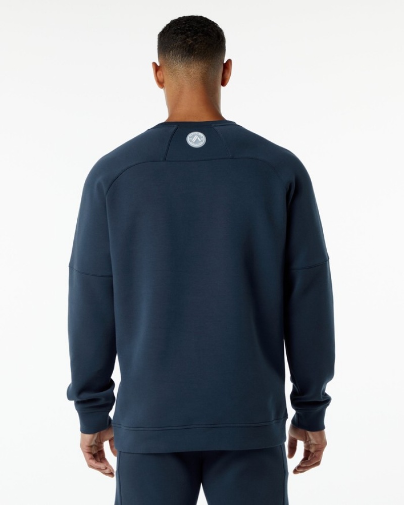 Alphalete ELMTS Crewneck Uomo Felpa Blu Marino | 70ZVQXODJ