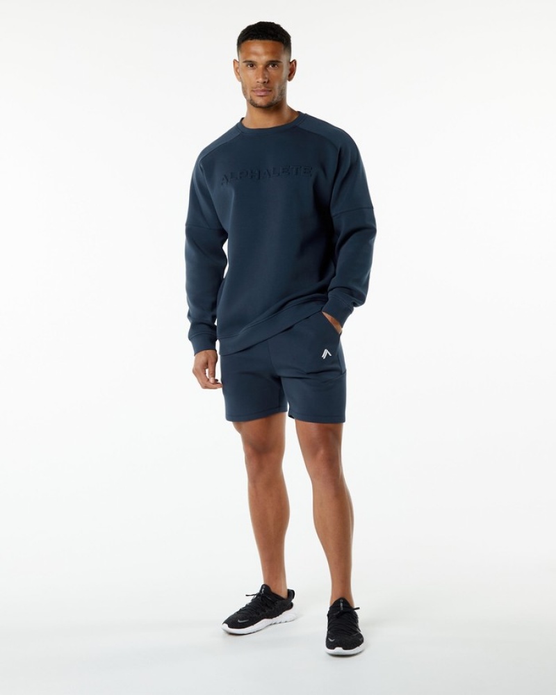 Alphalete ELMTS Crewneck Uomo Felpa Blu Marino | 70ZVQXODJ