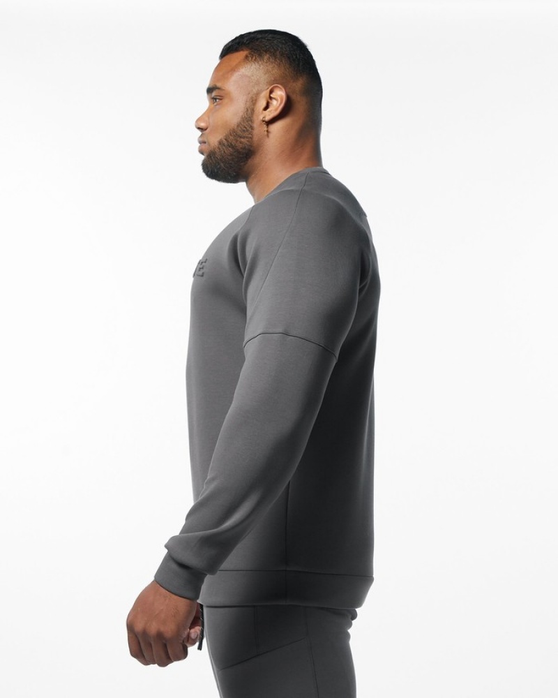 Alphalete ELMTS Crewneck Uomo Felpa Grigie | 07NMKZXEJ