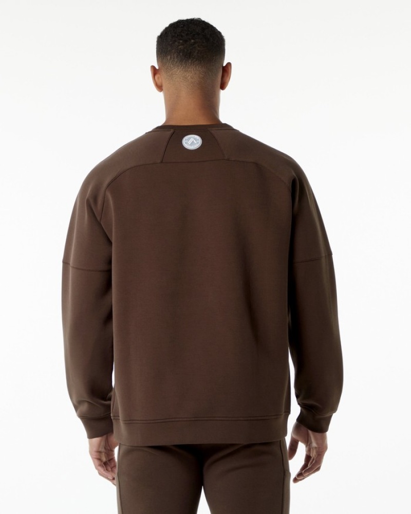 Alphalete ELMTS Crewneck Uomo Felpa Marroni | 63KAOYGUS