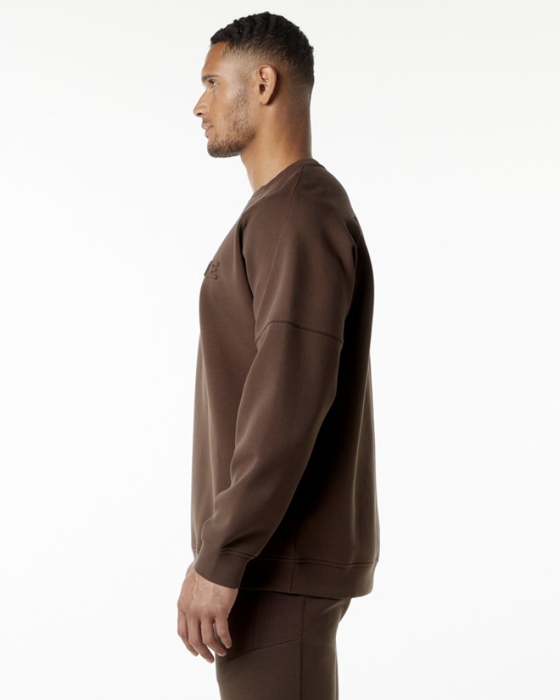 Alphalete ELMTS Crewneck Uomo Felpa Marroni | 63KAOYGUS