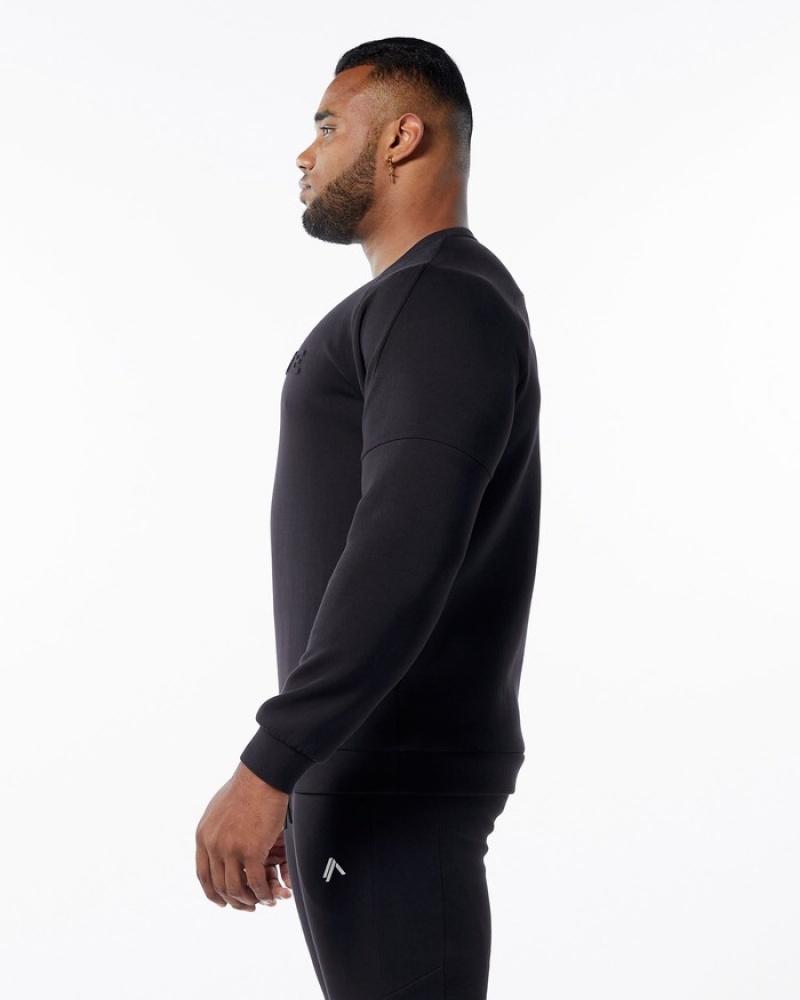 Alphalete ELMTS Crewneck Uomo Felpa Nere | 54NGUYRBT