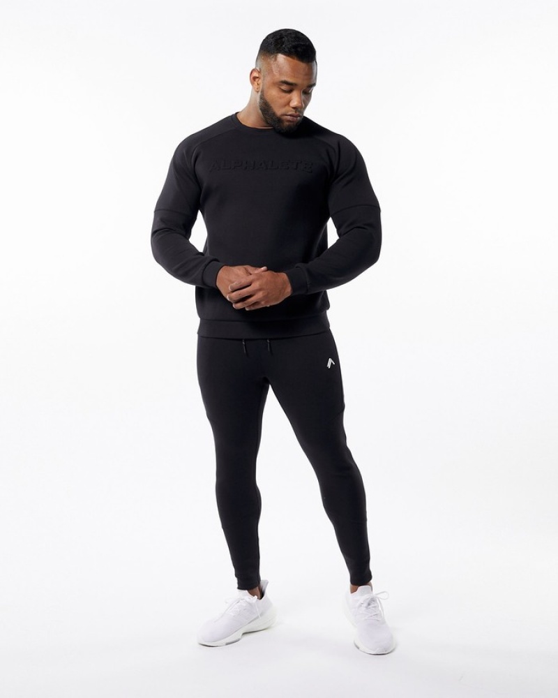 Alphalete ELMTS Crewneck Uomo Felpa Nere | 54NGUYRBT