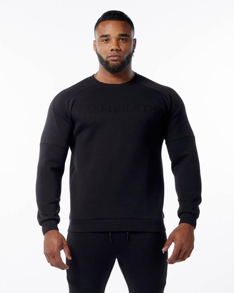 Alphalete ELMTS Crewneck Uomo Felpa Nere | 54NGUYRBT