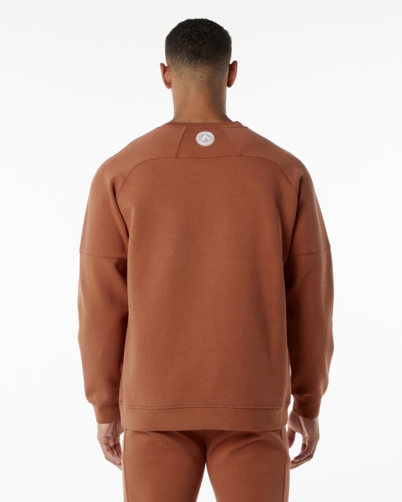 Alphalete ELMTS Crewneck Uomo Felpa Rosse Scuro | 50JCZUDOM