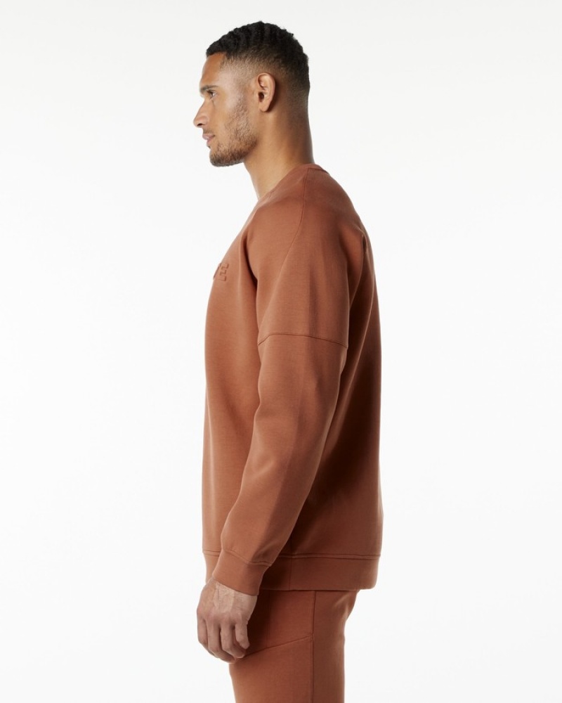 Alphalete ELMTS Crewneck Uomo Felpa Rosse Scuro | 50JCZUDOM