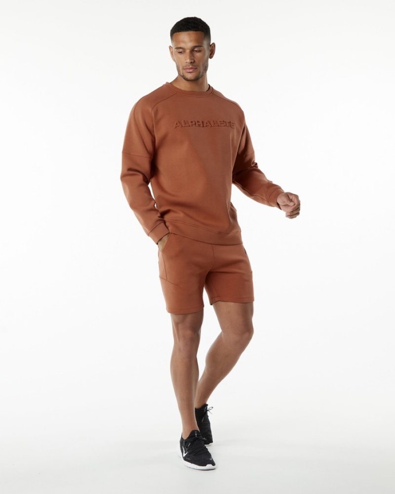 Alphalete ELMTS Crewneck Uomo Felpa Rosse Scuro | 50JCZUDOM