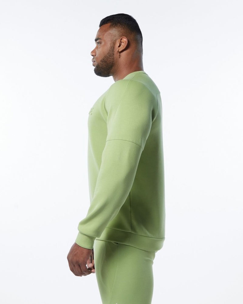 Alphalete ELMTS Crewneck Uomo Felpa Verdi Chiaro | 87LXDHKCB