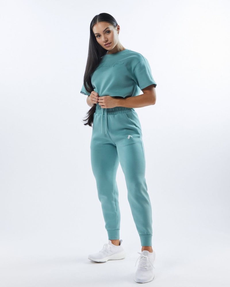 Alphalete ELMTS Cuffed Donna Pantaloni Jogger Verde Acqua | 97VLBMJNI
