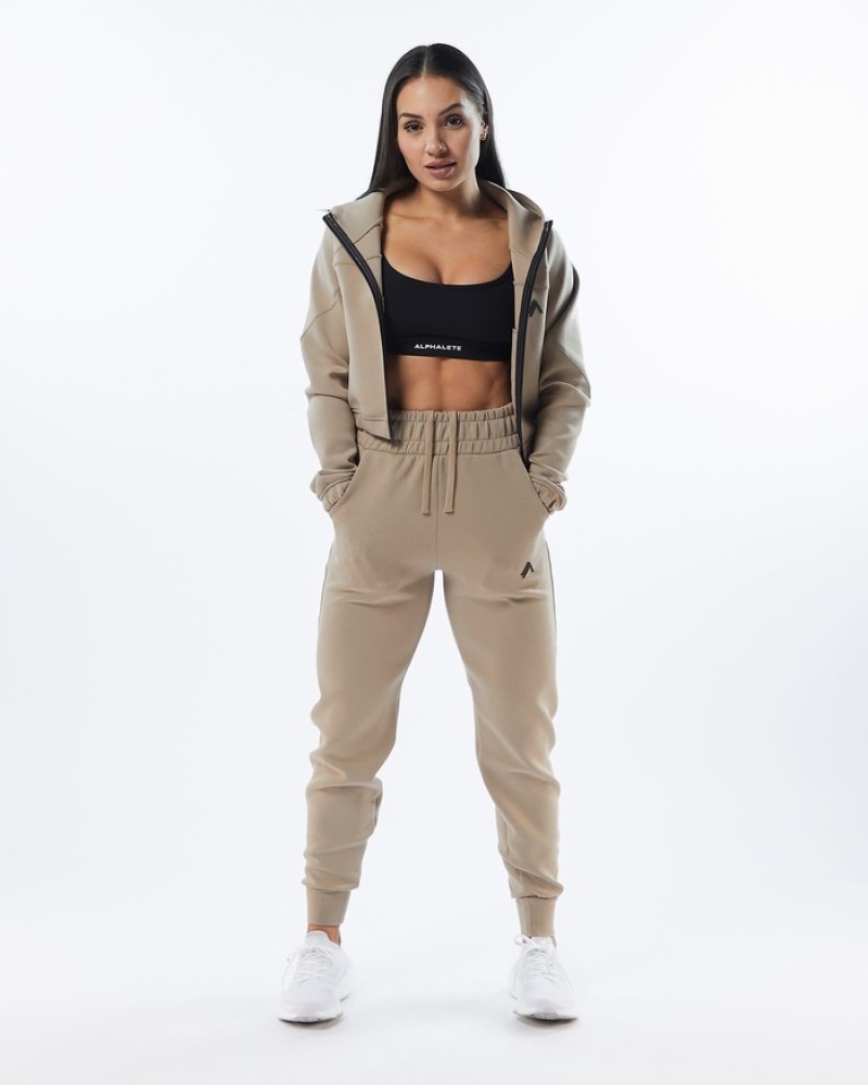 Alphalete ELMTS Cuffed Donna Pantaloni Jogger Marroni | 32NVFSWUO