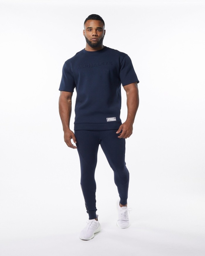 Alphalete ELMTS Cuffed Uomo Pantaloni Jogger Blu Marino | 06QFELBPH