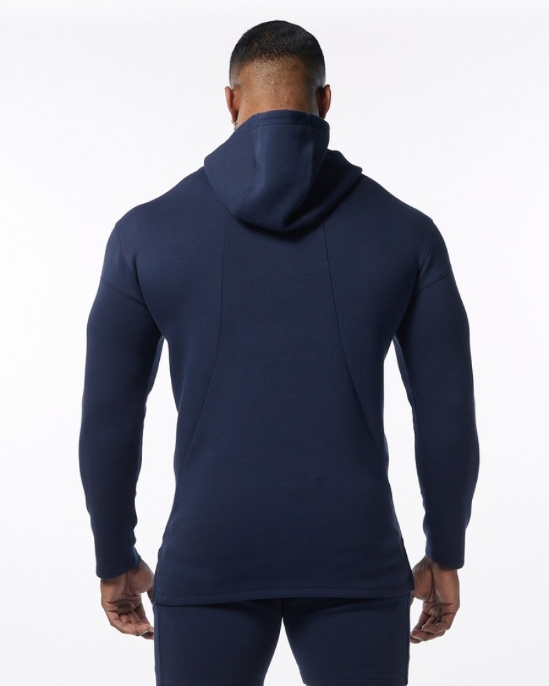 Alphalete ELMTS Fitted Uomo Felpa Con Cappuccio Blu Marino | 79DOJKMLW