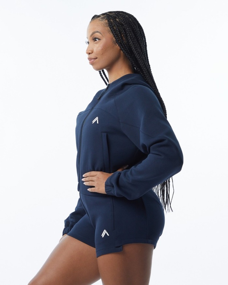 Alphalete ELMTS Full-Zip Crop Donna Giacche Blu Marino | 29LJNVPKT