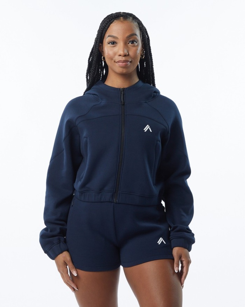 Alphalete ELMTS Full-Zip Crop Donna Giacche Blu Marino | 29LJNVPKT
