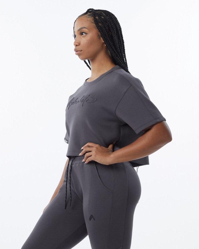 Alphalete ELMTS Half Sleeve Pullover Donna Felpa Grigie | 09MFGABZJ