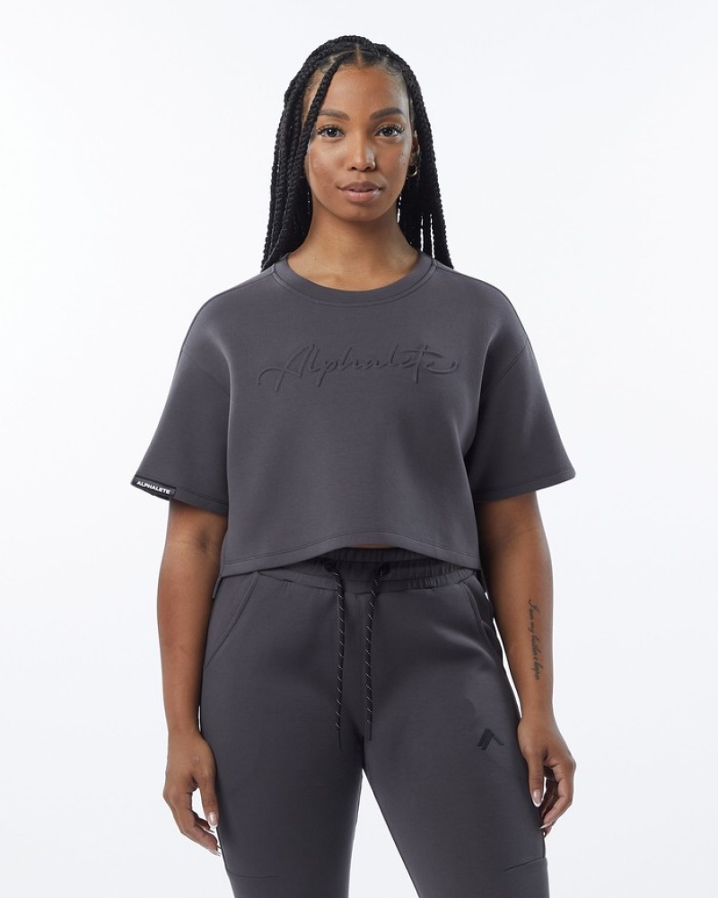 Alphalete ELMTS Half Sleeve Pullover Donna Felpa Grigie | 09MFGABZJ