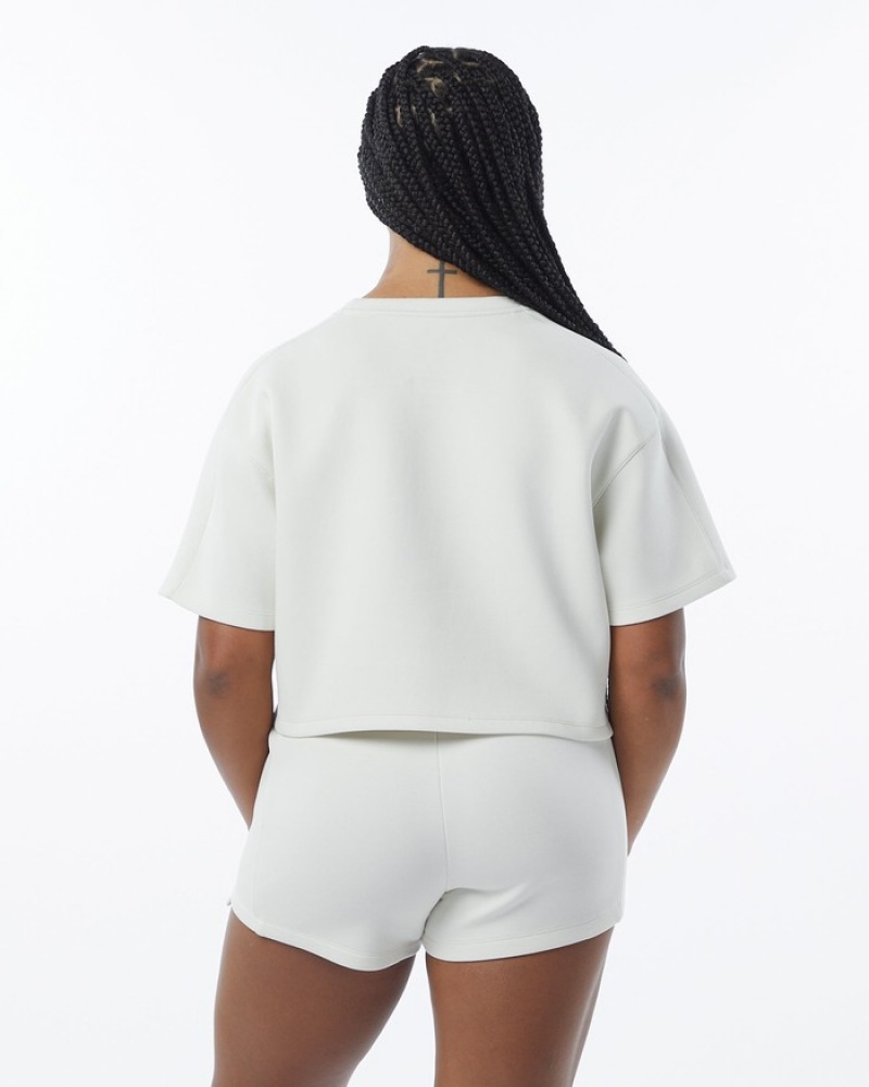 Alphalete ELMTS Half Sleeve Pullover Donna Felpa Crema | 50VSUAZIJ