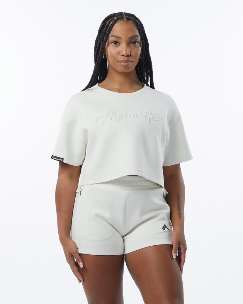 Alphalete ELMTS Half Sleeve Pullover Donna Felpa Crema | 50VSUAZIJ