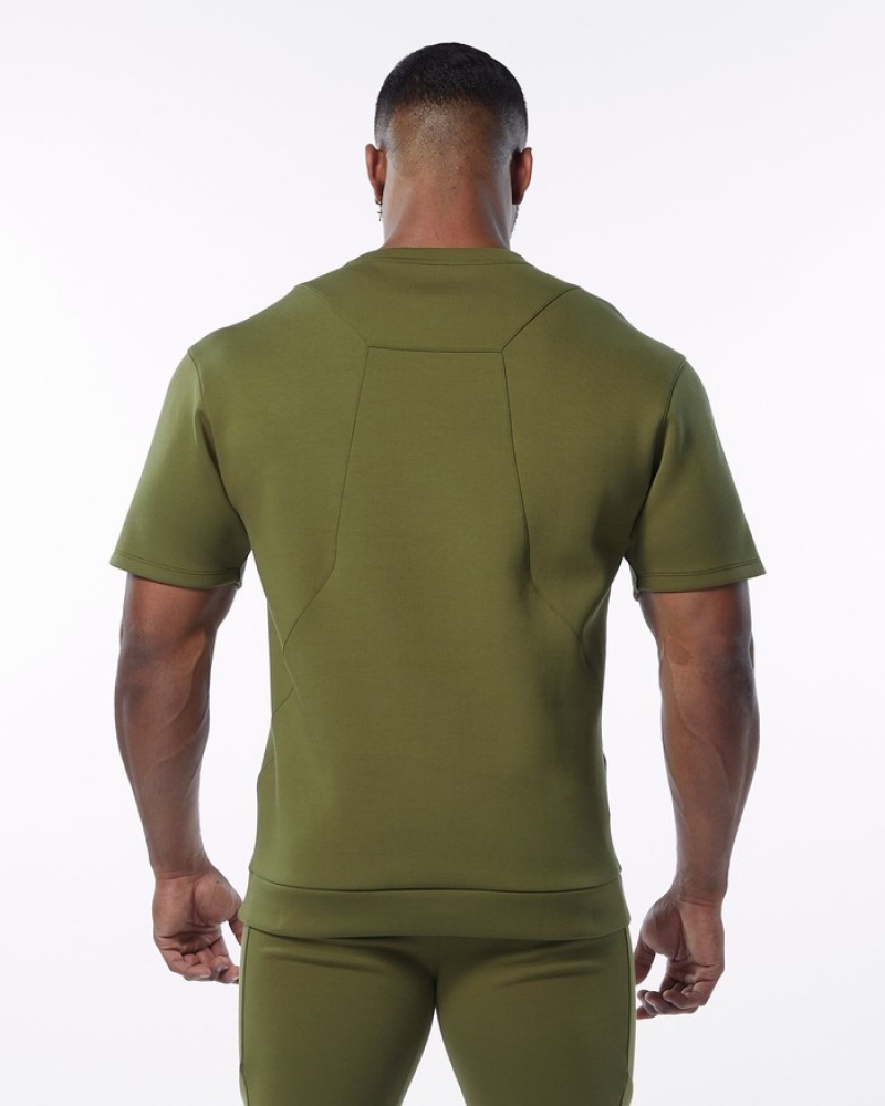 Alphalete ELMTS Half Sleeve Pullover Uomo Felpa Verde Oliva | 58NOZJHFA