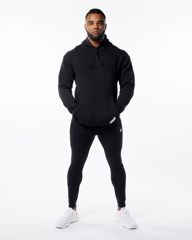 Alphalete ELMTS Uomo Felpa Con Cappuccio Nere | 32RXCYQAE