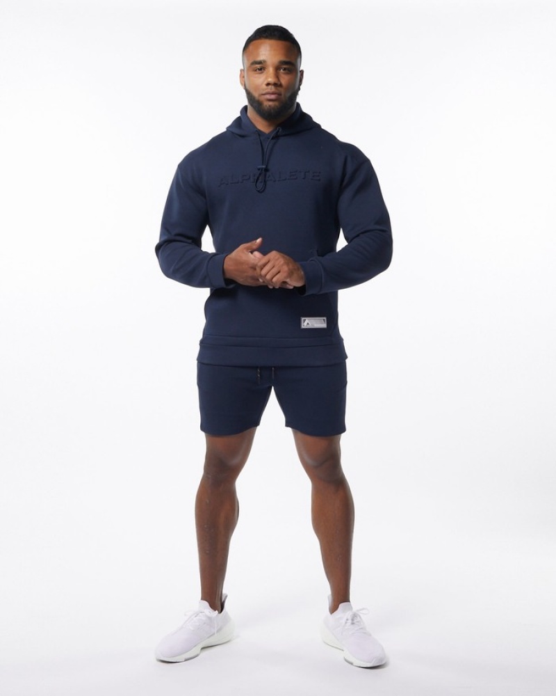 Alphalete ELMTS Uomo Felpa Con Cappuccio Blu Marino | 76EALSMNP