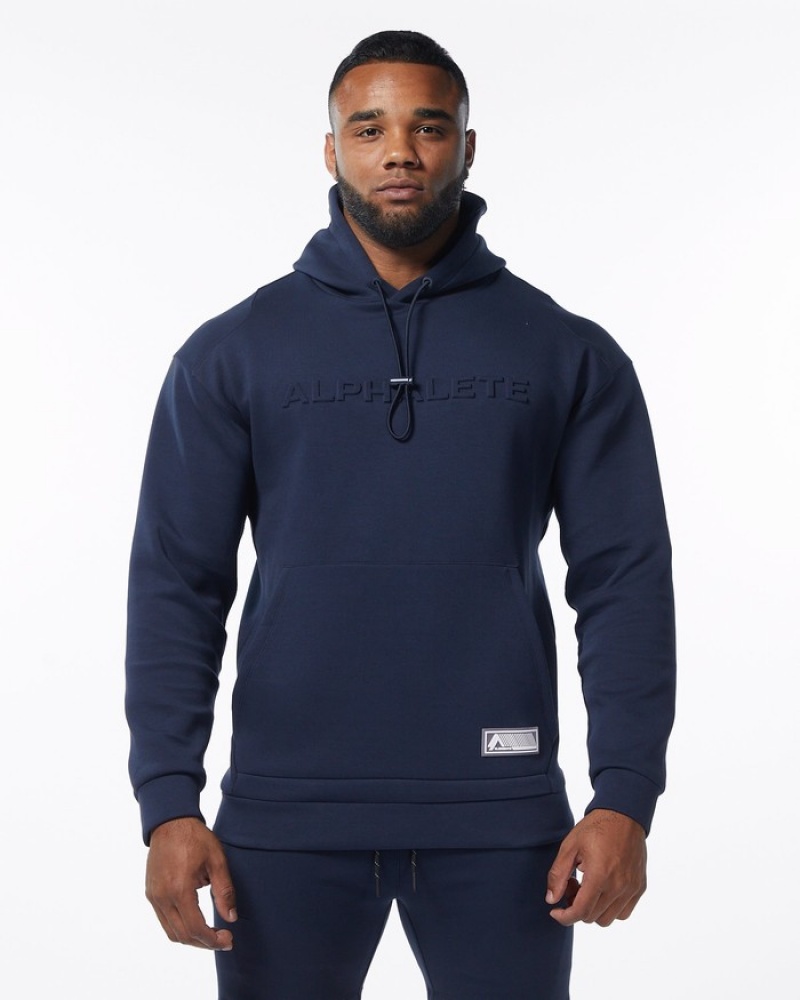 Alphalete ELMTS Uomo Felpa Con Cappuccio Blu Marino | 76EALSMNP