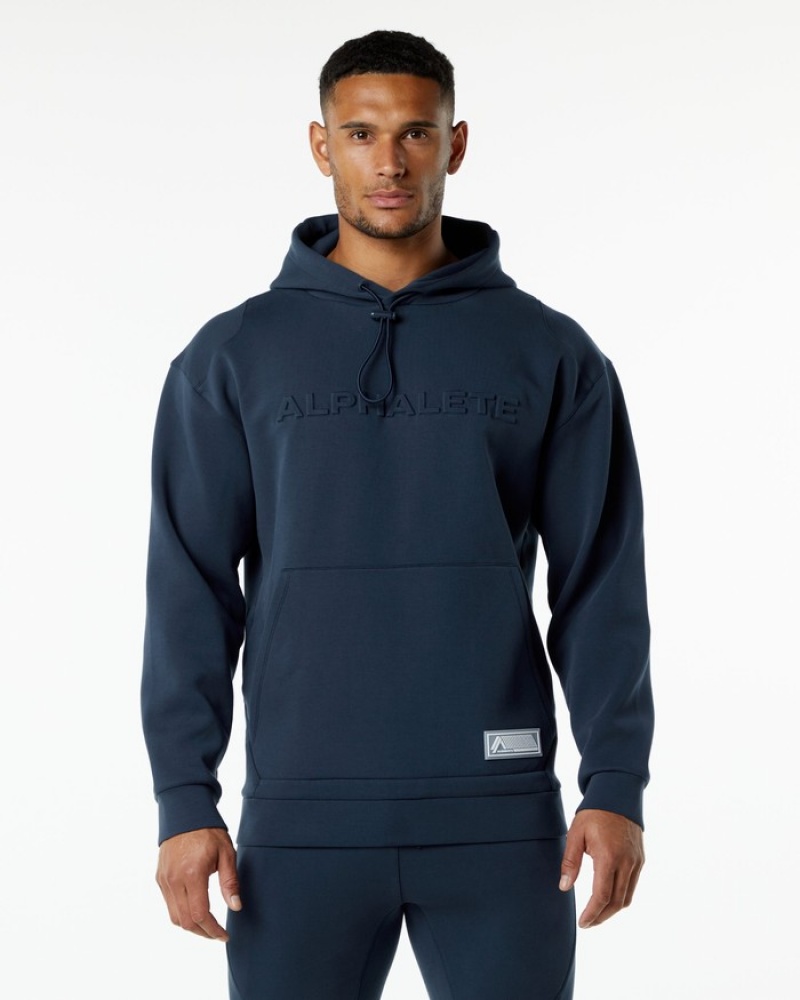 Alphalete ELMTS Uomo Felpa Con Cappuccio Blu Marino | 62ZLUIGRD